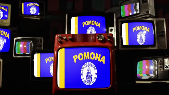 Flag of Pomona, California, on Retro TVs.
