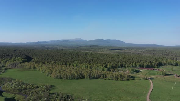 Aerial Views of Mount Iremel in Cloud the Southern Urals