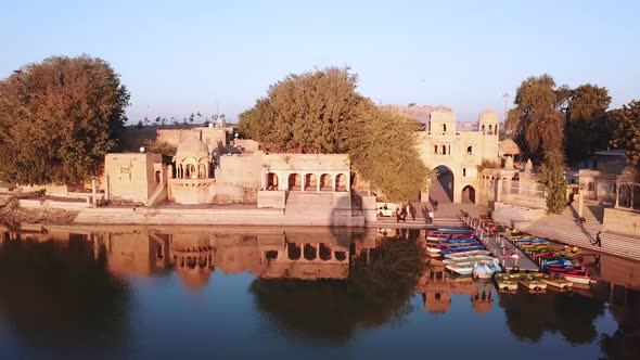 Shrines And Temples At Gad sisar Lake, Jaisalmer, India - Rajasthan. alt