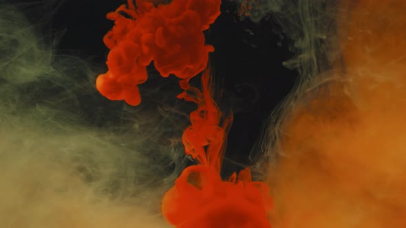 Slowmo of Red Paint Flowing Abstractly in Water alt