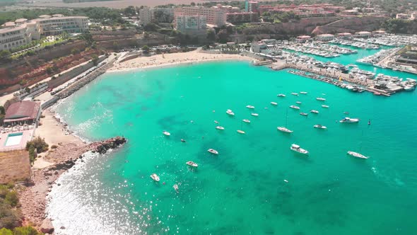 Aerial view, marina Port Adriano, El Toro, Mallorca, Spain
