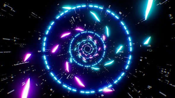 Sci Fi Space Neon Swirl Particles Background Loop 4K alt