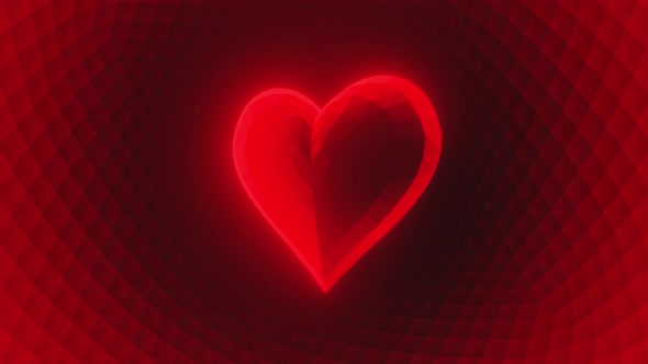 Heart Glowing Red Low Poly Loop 3d Render