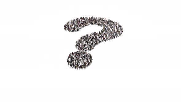 People Gathering And Forming Question Mark