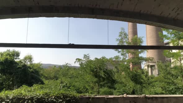 View Through Windows Looted Abandoned Chemical Factory Viskoza In Loznica Serbia 02