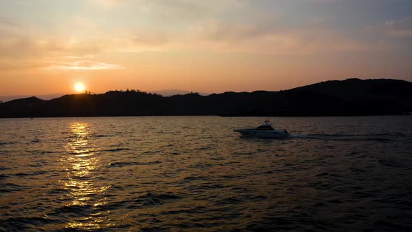 Boat at Sunset Lake Baikal 02 4k