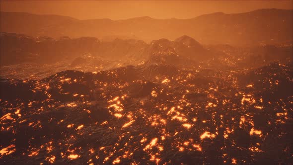 Lava Fields and Hills at Active Volcano alt
