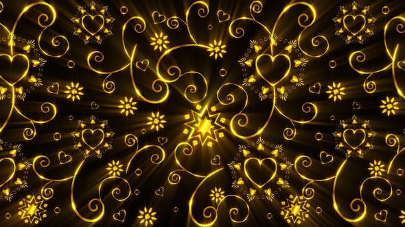 Gold Floral Heart Background