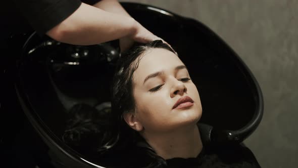 Hair Care In Fashion Studio. Beautiful Young Woman. alt