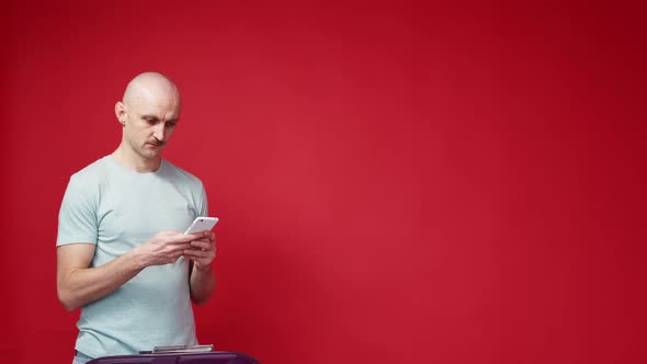 Vacation Trip Excited Man Mobile Information alt