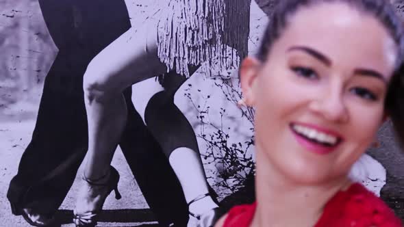 Close up professional and passionate female dancer dances on the dance floor alt