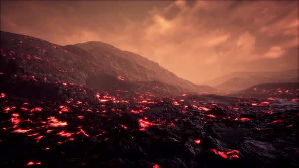 Scenic View of a Part of a Lava Flow in the Dark alt