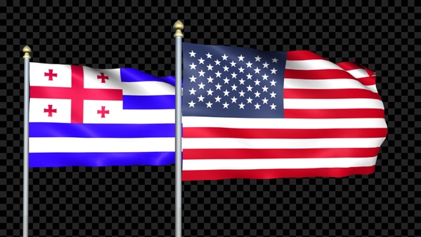 Ajaria And United States Two Countries Flags Waving alt