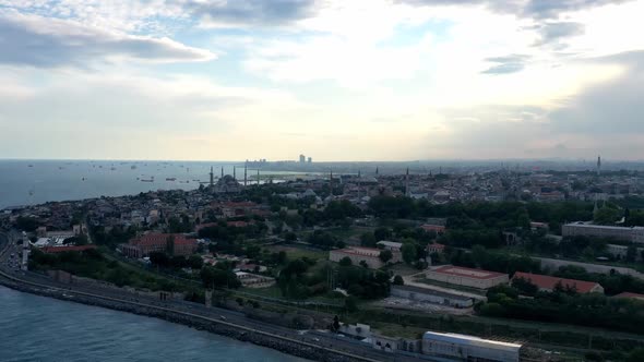 Istanbul City Sea And Hagia Sophia Hyperlapse