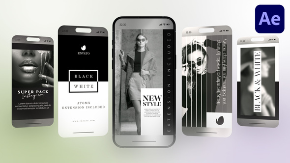 Instagram - Black & White 02 Video Displays template preview