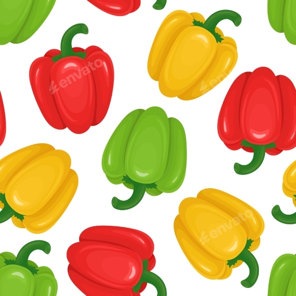 Bell Pepper Seamless Pattern Vector Illustration