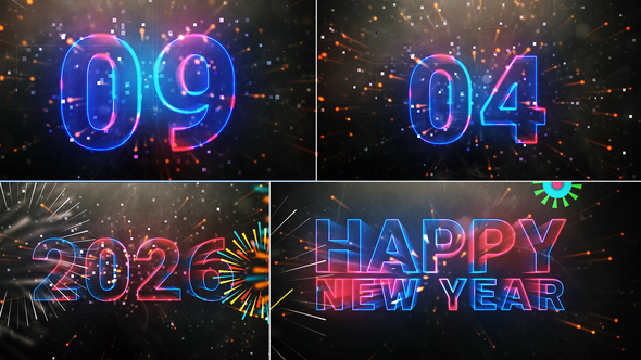 Happy New Year 2026 || Countdown Video Displays template preview