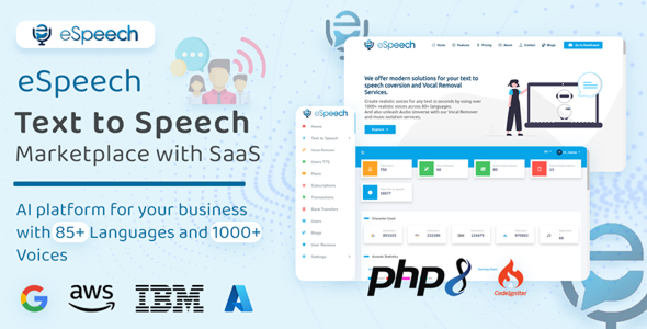 eSpeech - AI Text to Speech Marketplace with SaaS