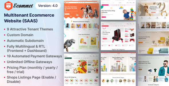Ecommet - Multitenant Ecommerce Website Builder (White Label)