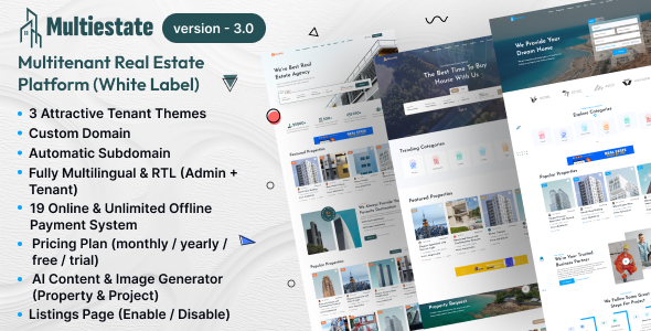MultiEstate – White-Label Multitenant Real Estate Platform (AI Powered)
