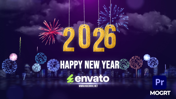 Happy New Year Wishes 2026 MOGRT Premiere Pro template preview