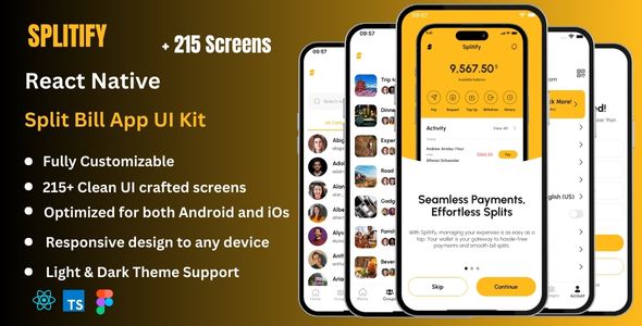Splitify - Split Bill React Native CLI Ui Kit