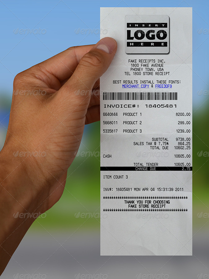 Long Receipt in Hand Mock-up, Graphics | GraphicRiver