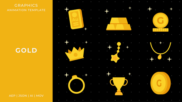 Gold graphic animation template | After Effects Elements template preview