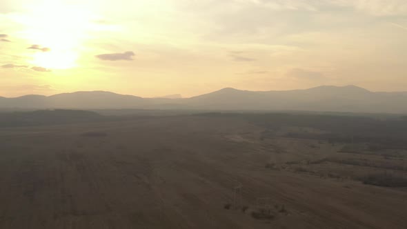 Warm color of dawn over mountains Deli Jovan and Stol 4K drone footage