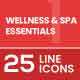 25 Wellness & Spa Essentials Filled Line Icons 