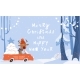 Cute Deer Driving Car in Magical Winter Forest 