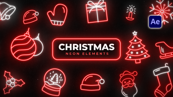 Christmas Neon Icons Elements template preview