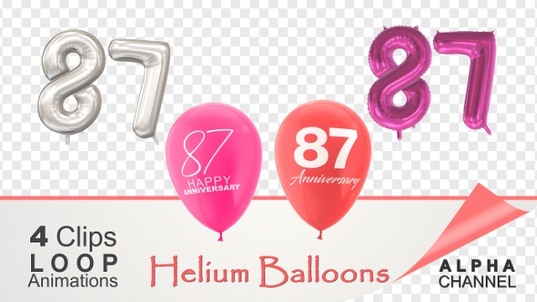 87 Anniversary Celebration Helium Balloons Pack