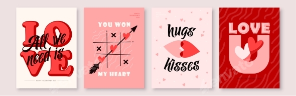 Love Background Set Vector Illustration