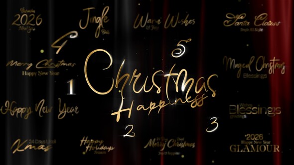 Christmas and New Year Typography Blessings, Golden Glamour Title Cards Titles template preview