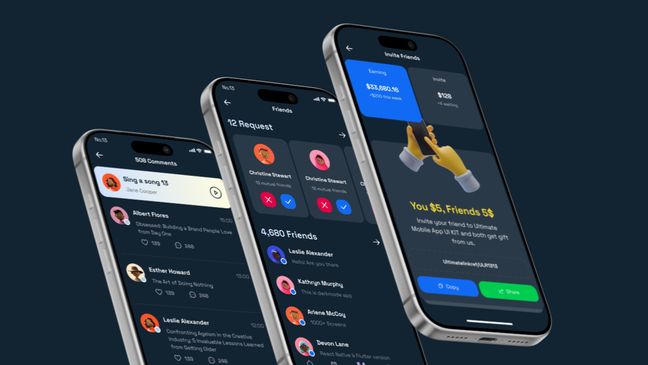 Social UI Pack – Dark Mode Screens for React Native (CLI + Expo) by ...
