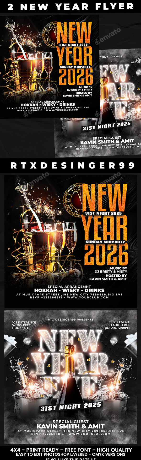 New Year Party Flyer Bundle