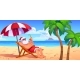 Santa Claus Sunbathing on Tropical Beach 