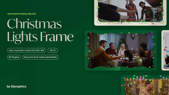 Christmas Lights Video Frame Template Elements template preview