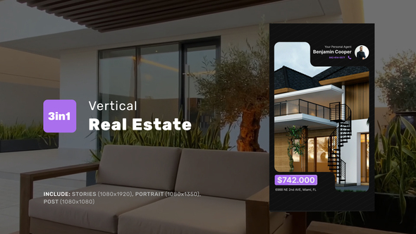 Vertical Real Estate Video Displays template preview