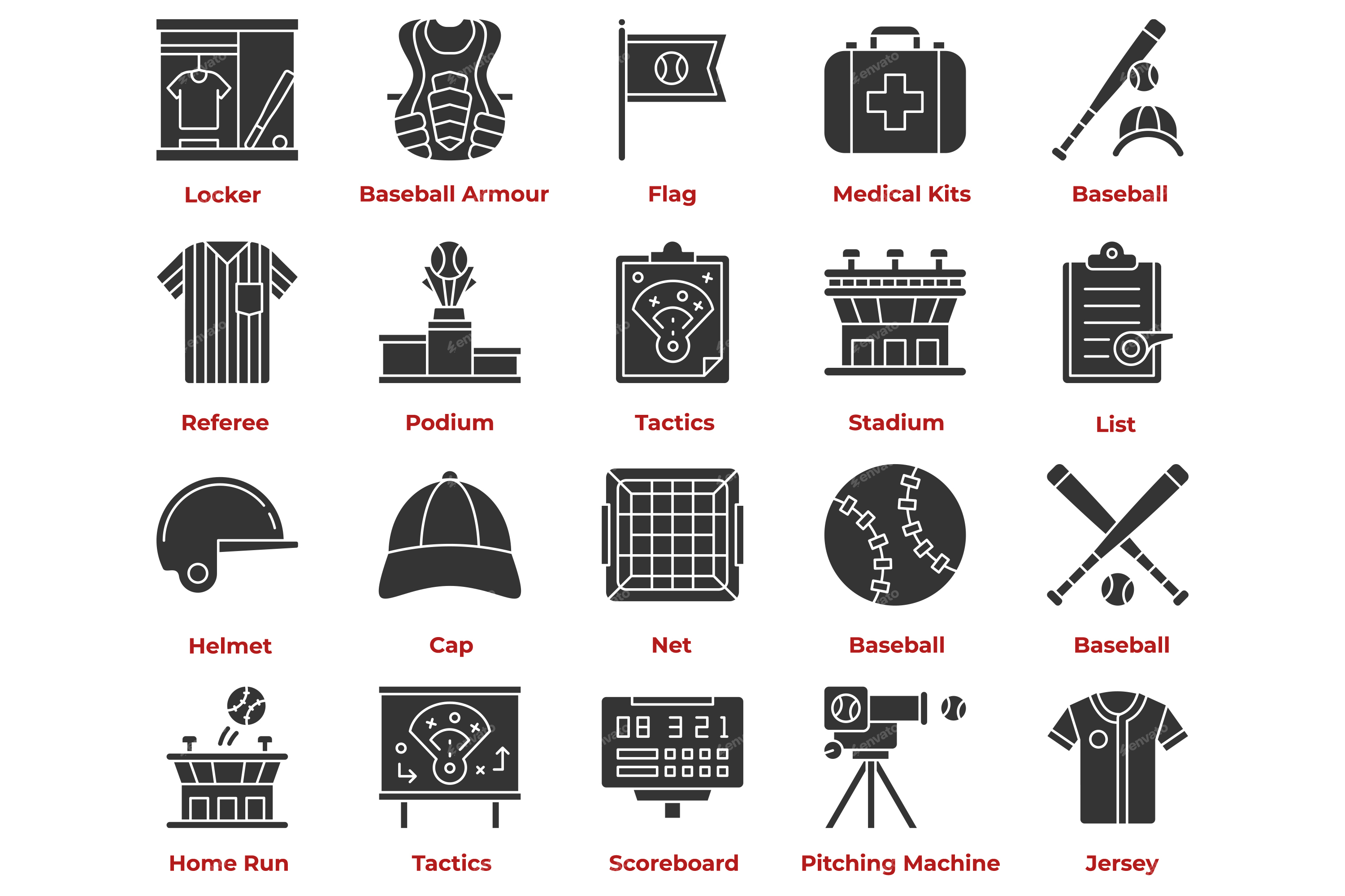 Baseball Icons, Icons | GraphicRiver