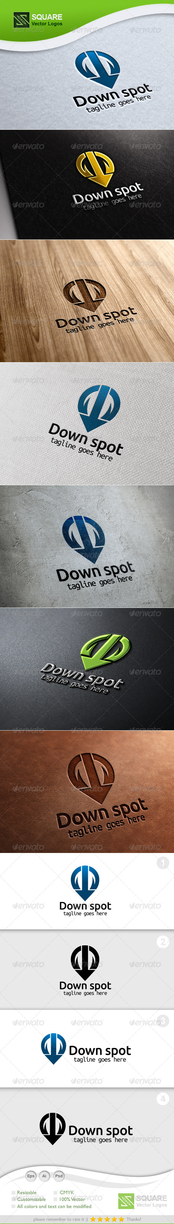 Down Arrow, Locator Vector Logo Template - Symbols Logo Templates
