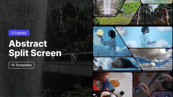 Abstract Split Screen - 4 Frames Video Displays template preview