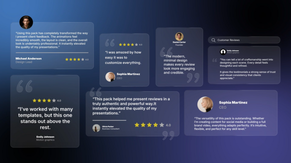 Testimonials Pack Glass Titles template preview