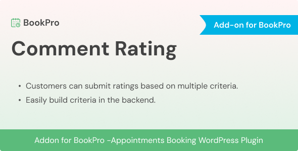 Comment Rating Add-on for BookPro Plugin