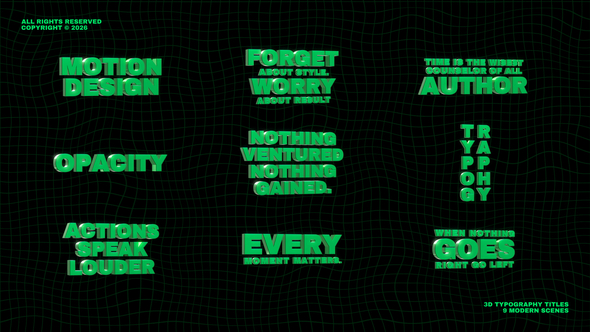 3D Typography Titles Titles template preview