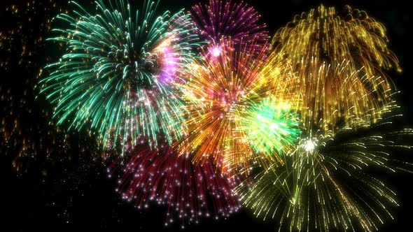 Looping Multicolored Isolated Fireworks Grand Finale