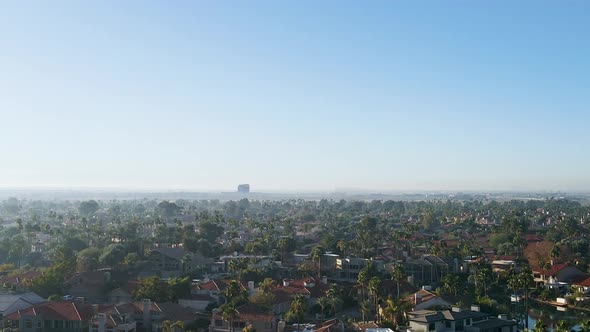 Southwest American City Landscape in Midday, Aerial View with Copy Space alt