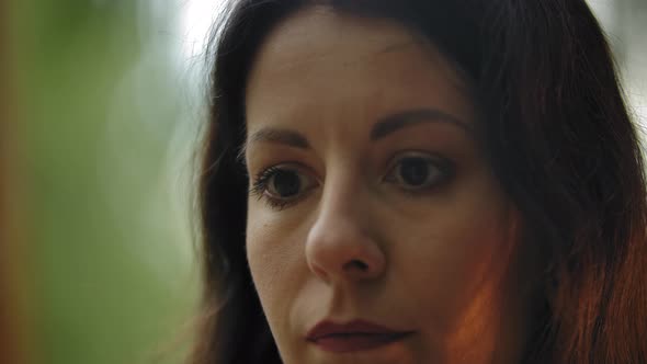 Extreme Closeup of a Beautiful Black Girl's Eyes Painting Her Picture Outdoor alt