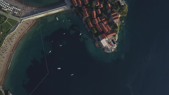 Aerial Footage of Sveti Stefan Island in Budva